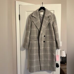 Avec Les Filles Light Gray Plaid Coat